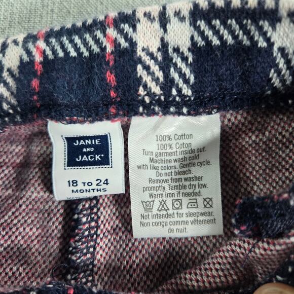 Janie And Jack Toddler Girls 18-24 Month Tartan Plaid Leggings Navy Pink White - Picture 4 of 6